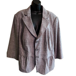 Lane Bryant Womens Blazer Work Casual Size 24 Grey Button Padded Pre-owned
